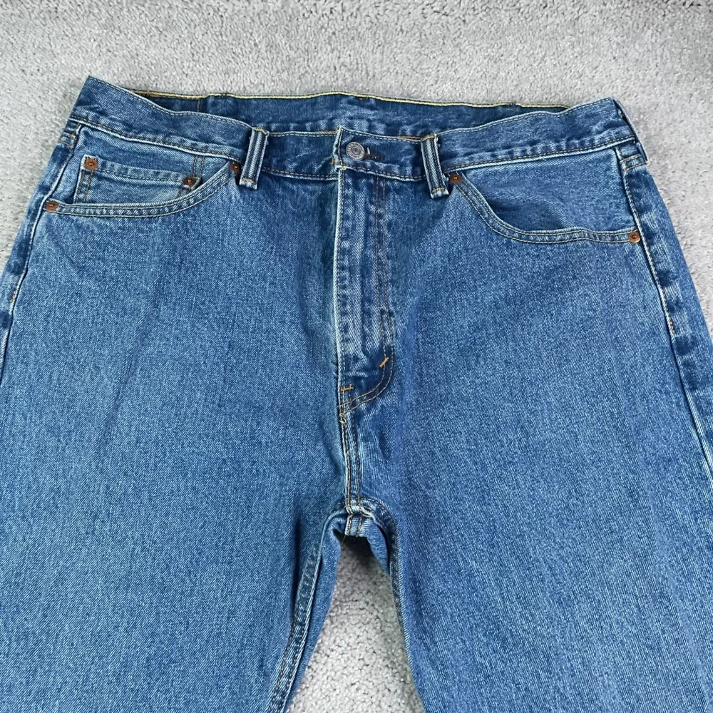 Levis Jeans Mens 38x34 Blue 505 Regular Fit Straight Leg Cotton Denim Pants